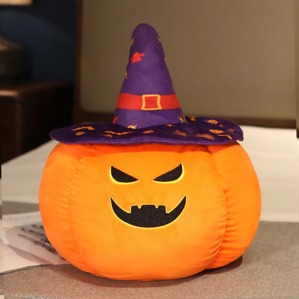 Wearing Hat Pumpkin Demon Doll PP Cotton Soft Halloween Plush Toy Funny Stuffed Halloween Pumpkin Throw Pillow Home Decoration