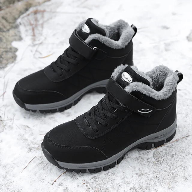 Women's Casual Sports Winter Snow Boots - Plush Lined Collar, Non-Slip, Wear-Resistant and Durable Soles, Round Toes, Warm Outdoor Hiking Boots with Velcro Closure
