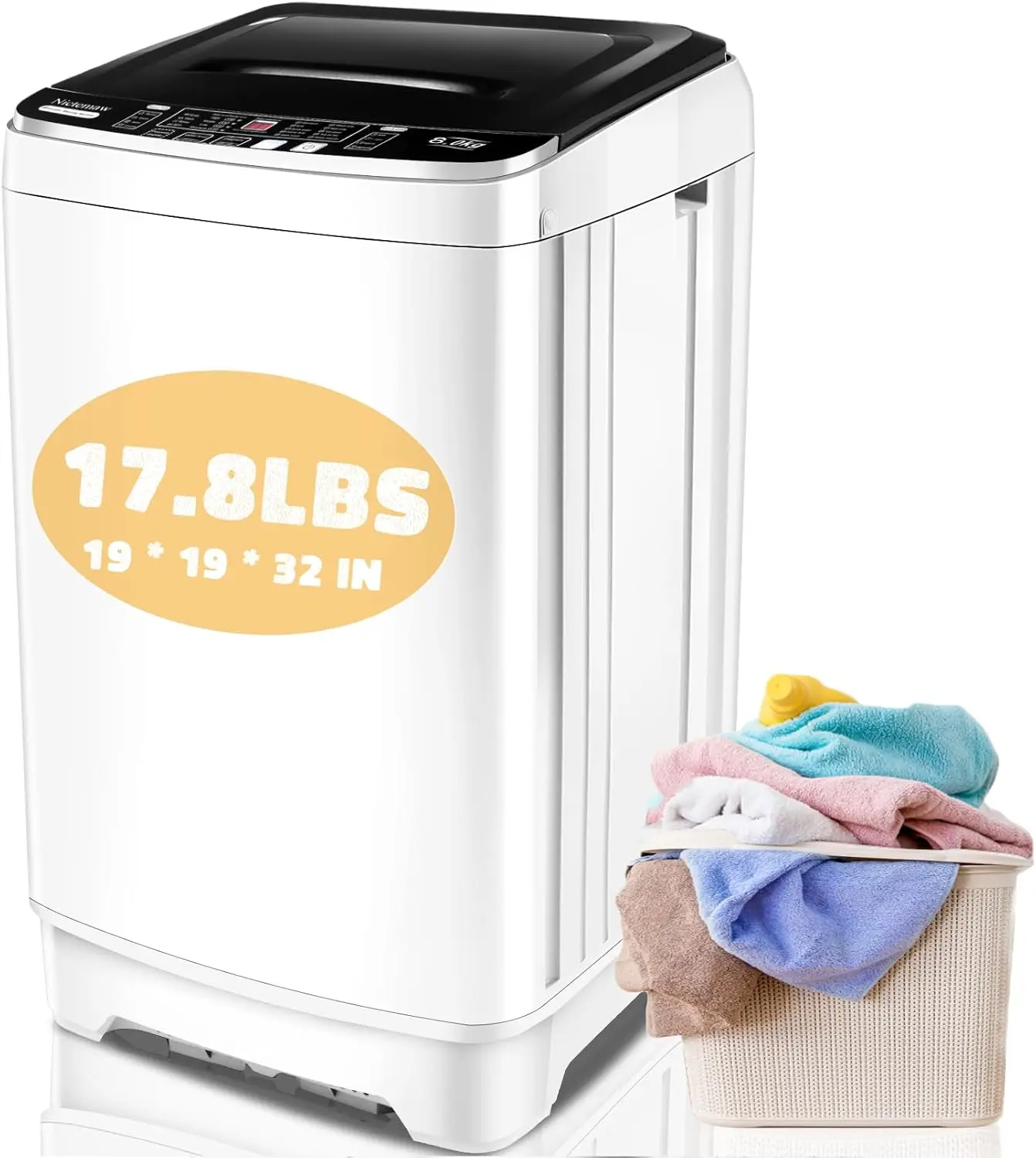 Portable Washer Machine, 2.4Cu.ft Compact Laundry Washer and Dryer Combo