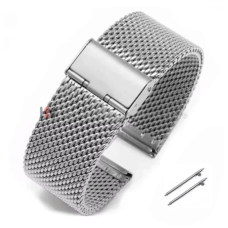 Mesh Milanese Stainless Steel Adjustable Watch Strap - 3mm Thickness Wire, Multiple Width Options