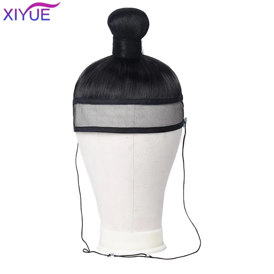 XIYUE 합성 코스프레 머리 장식 모자 블랙 Hanfu 남자 전사 코스프레 헤어 제품 명나라 고대 역사 닌자 헤어