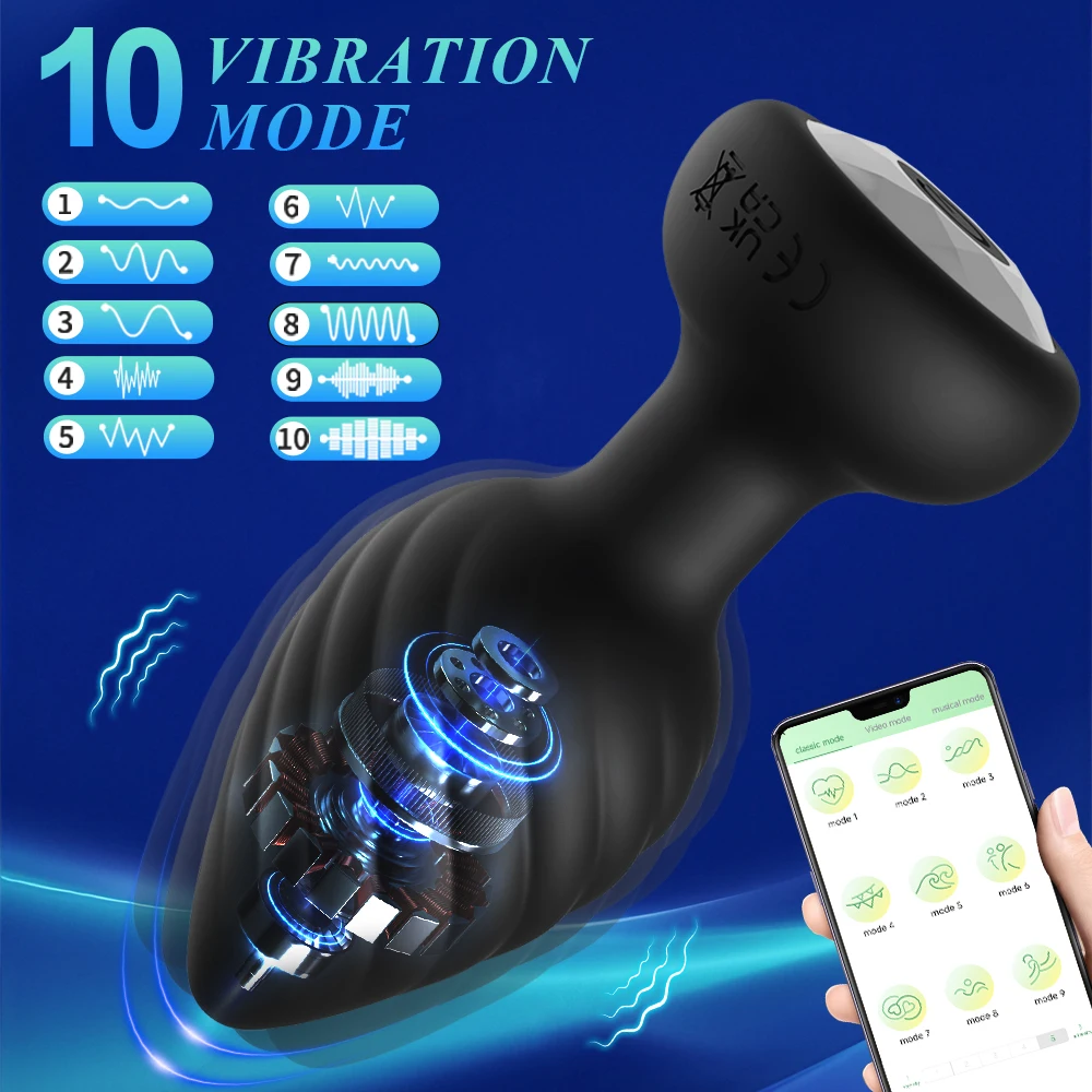 Vibratore anale per uomo, 10 vibrazioni, controllo wireless, plug anale, giocattoli sessuali per coppie, massaggiatore prostatico, prodotti per adulti gay_voghion.com