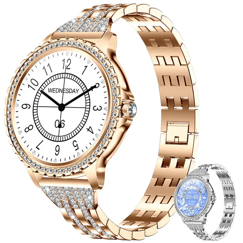 

Комплект умных часов с бриллиантами, женские модные наручные часы, красивые часы с функцией звонка по Bluetooth, женские умные часы с монитором менструального периода