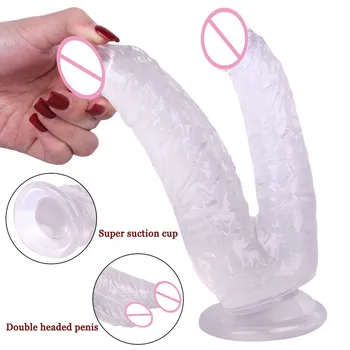 Double Dildos Female Masturbation Double Penetration Both Vagina and Anus Big Penis with Suction Cup Sex Toy Strap on Two Dildo 6
