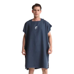 Unisex Microfiber Surf Poncho Bathrobe for Beach and Water Sports (Navy)