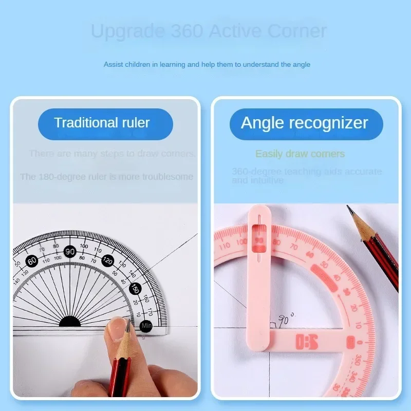 360 Degree Activity Protractor Student Angle Reader Drawing Tool Kid Teaching Materials Right Angle and Acute Drawing Stationery