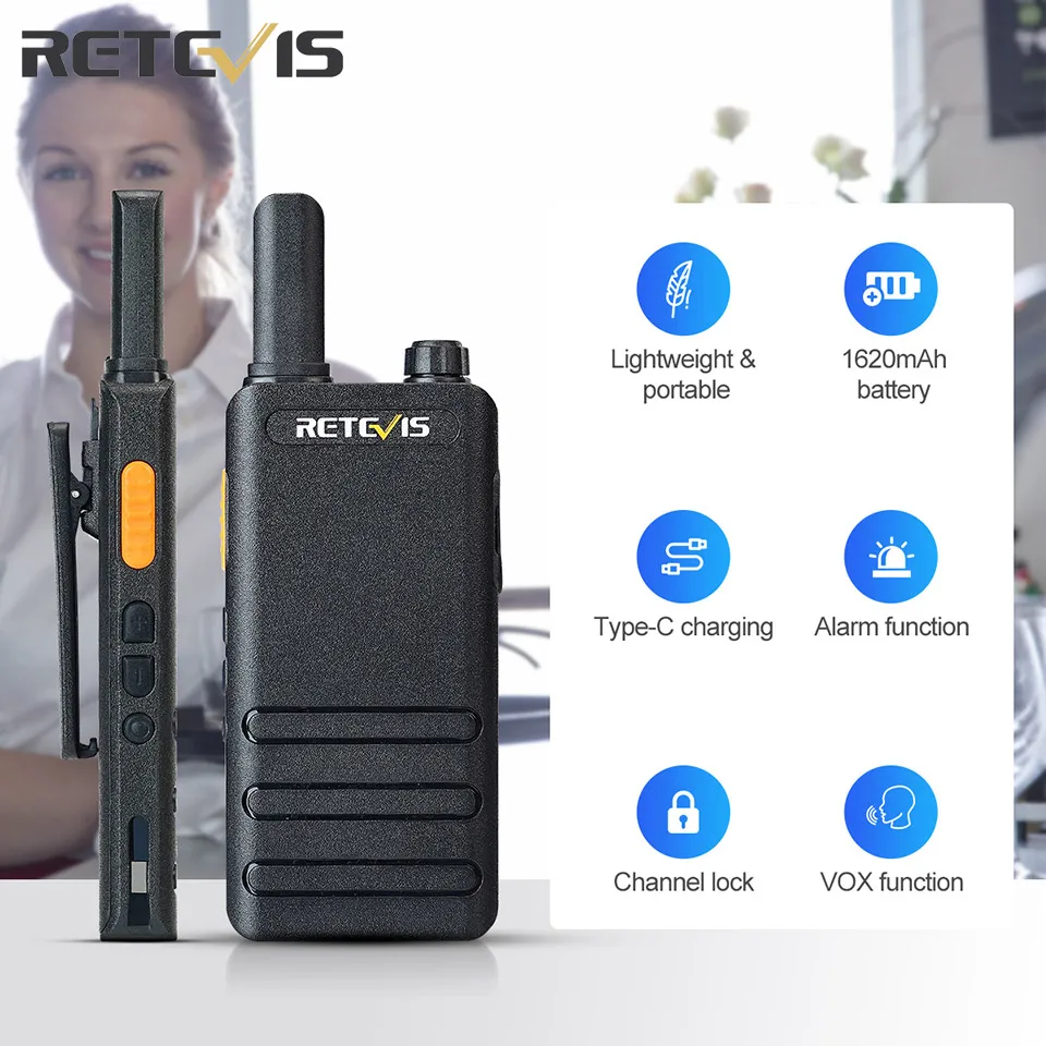 Retevis RT622P 15mm Ultra-thin Walkie-talkie PMR446 Pro 2 way Radio Type C VOX 1