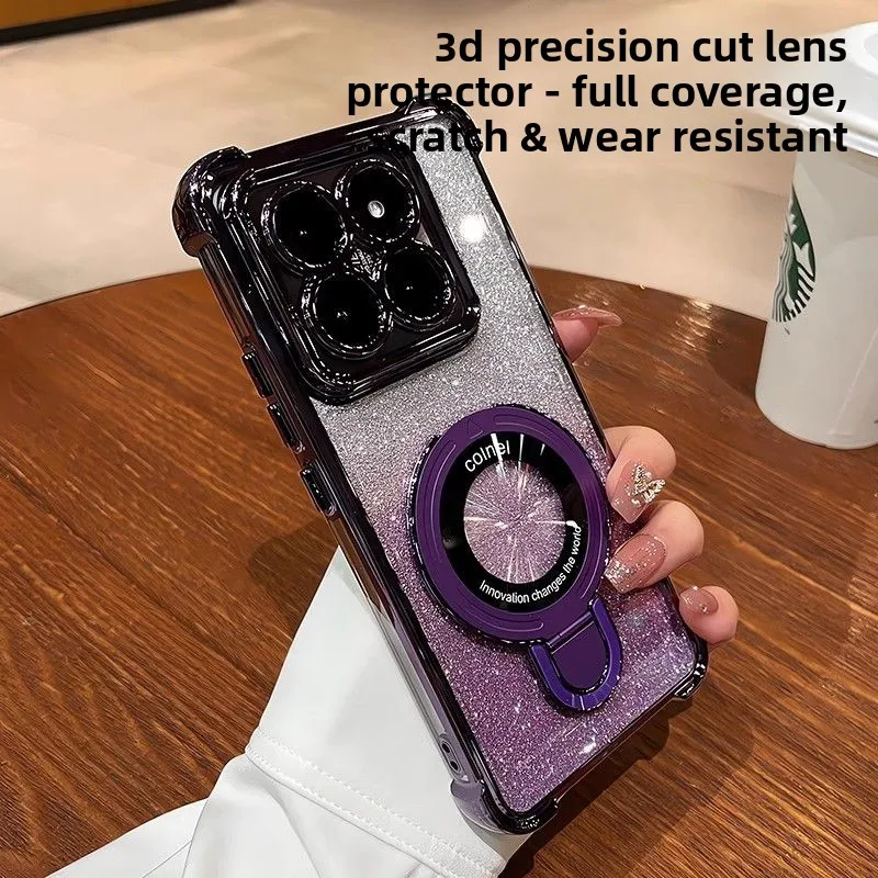 Luxury Plating Glitter Glossy Case with Magnetic Kickstand and Shockproof Protection