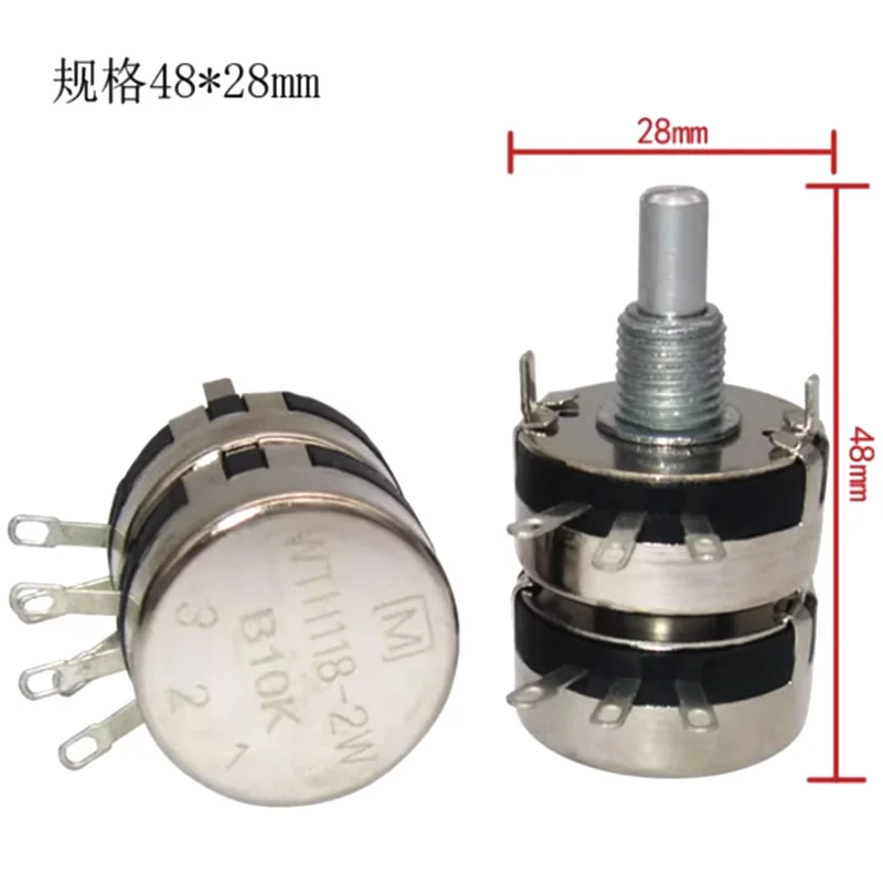 1PC WTH118 2W Double Membrane Potentiometer Single Circle Resistor 3k3 1K 2K2 4K7 10K 22K 47K 100K 470 1M Round Shaft 20mm Multiturn Potentiometer Linear Potentiometer Rotary Potentiometer Potentiometer Kit Trimmer Potentiometer Adjustable Resistor Electronic Components