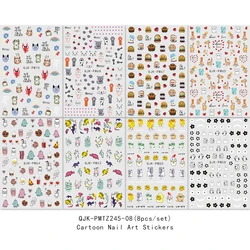 8 - Piece Adorable Cartoon Animal Nail Art Sticker Set for Easy DIY Nail Decoration and Party Styling (MULTI)