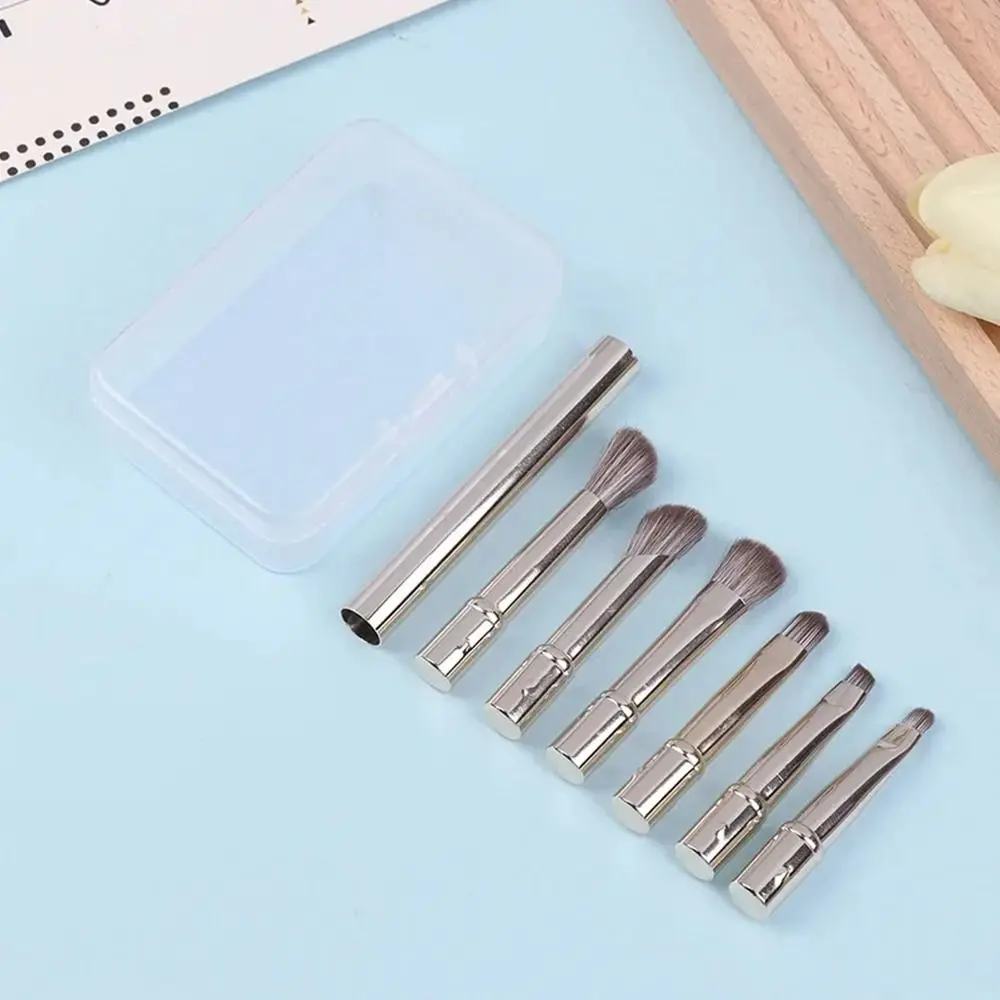 1 Set 6 In 1 Mini Makeup Brushes Set Detachable Travel Contour Concealer Brush Eyeshadow Brushes Double Ended Makeup Brushes