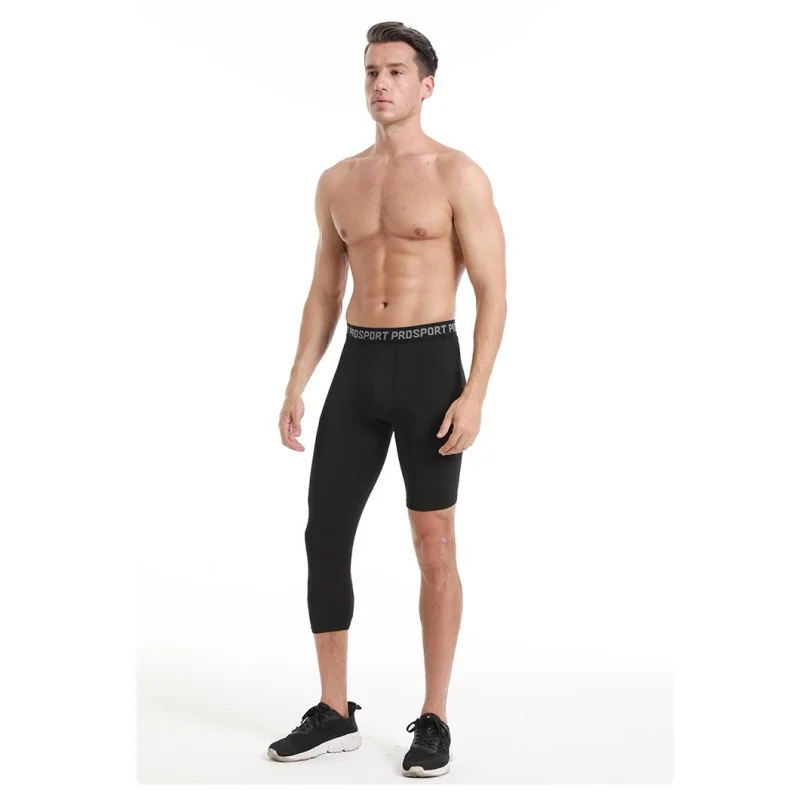 Sports Leggings Compression Pants Single Leg Basketball Leggings Quick Drying 3/4 Men Running Football Yoga Fitness Compression Pants Sports Clothing Accessories