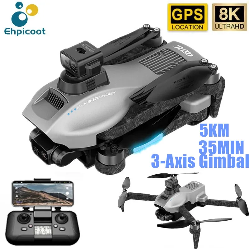 Profesional F13 GPS Drone 8K HD Camera 5km EIS 3axis AntiShake Gimbal FPV Drones Brushless