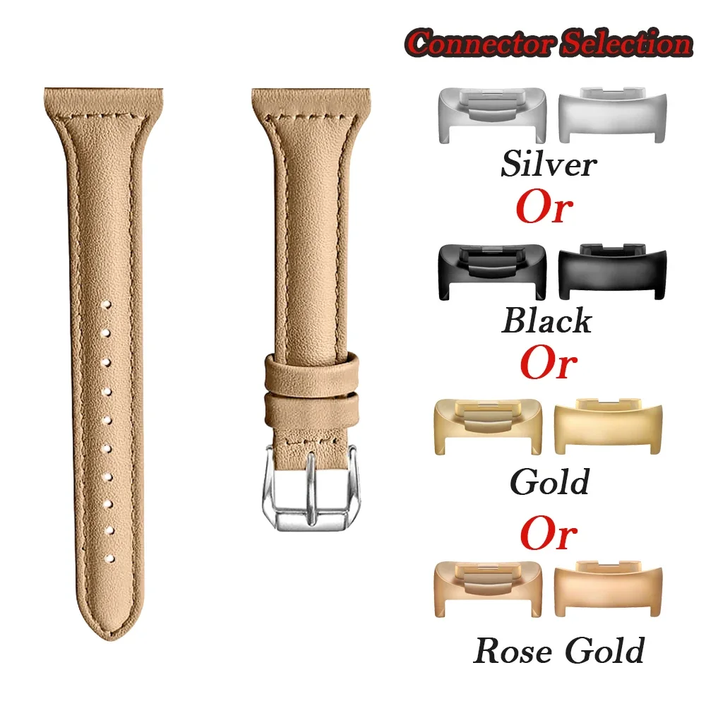 Leather Strap Fashion Casual Wristband with Metal Connector and Classic Buckle