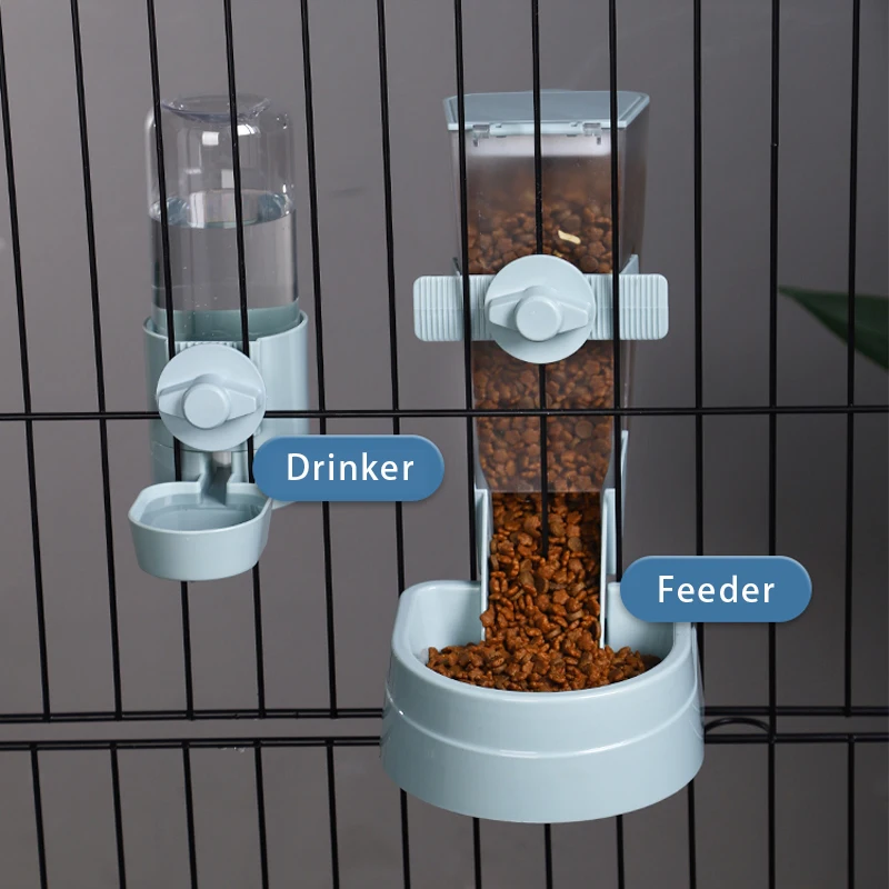Automatic Pet Feeder Cage Hanging Bowls Pet Water Bottle Food Container Dispenser Hanging Bowl For Puppy Cats Rabbit Feeding