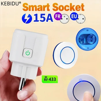 433 Mhz Wireless Remote Control AC220V 15A EV1527 Code Smart Socket Electric Plug Electrical Outlets For Light Lamp Smart Home