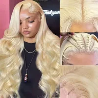 Blonde Body Wave Lace Front Wig HD Transparent 13x4 13x6 Frontal Human Hair 613 Pre Plucked Full Frontal Wigs 200% 40 46 Inch 1