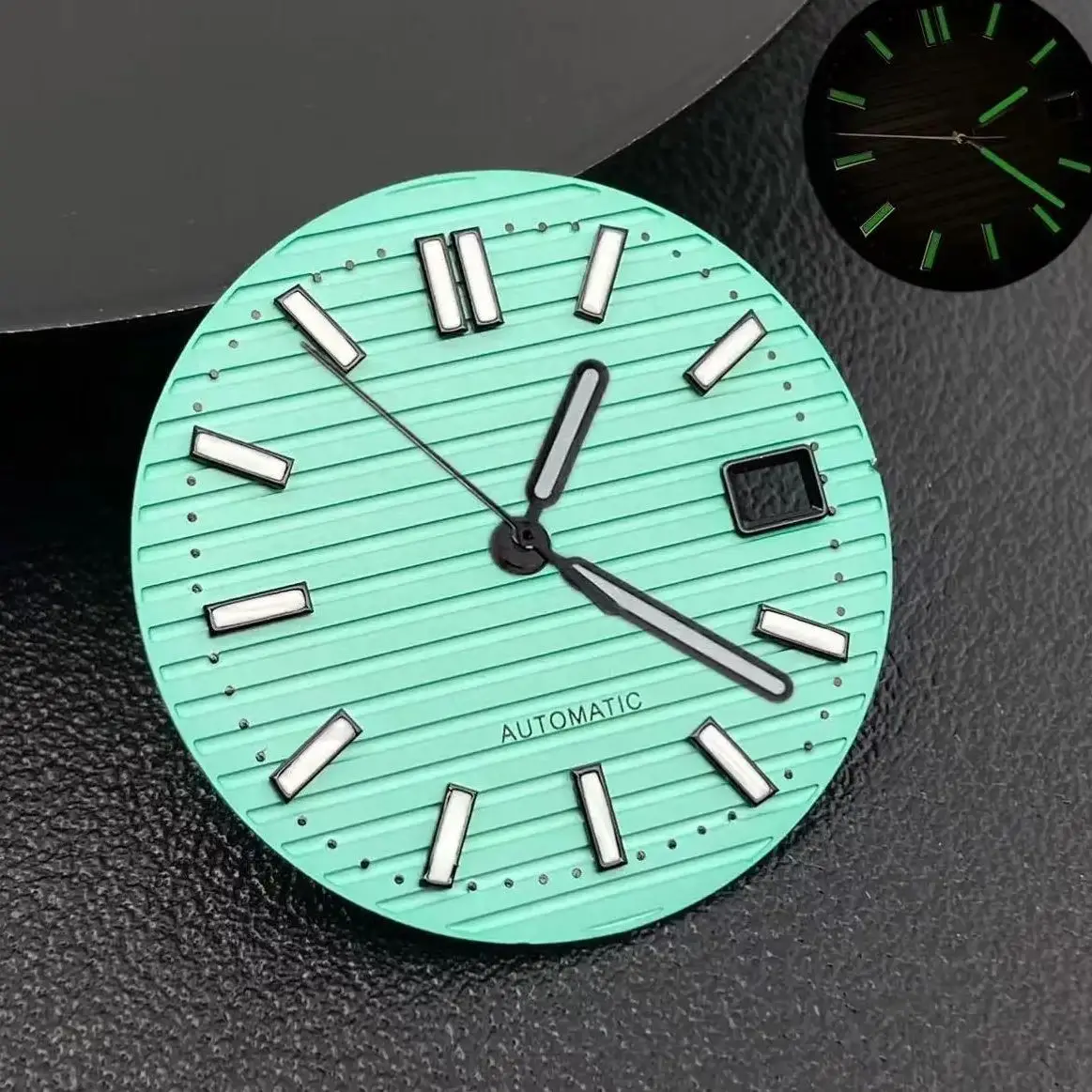 Green Luminous Nautilus Dial and Hands Set for Automatic Movements Replacement Parts