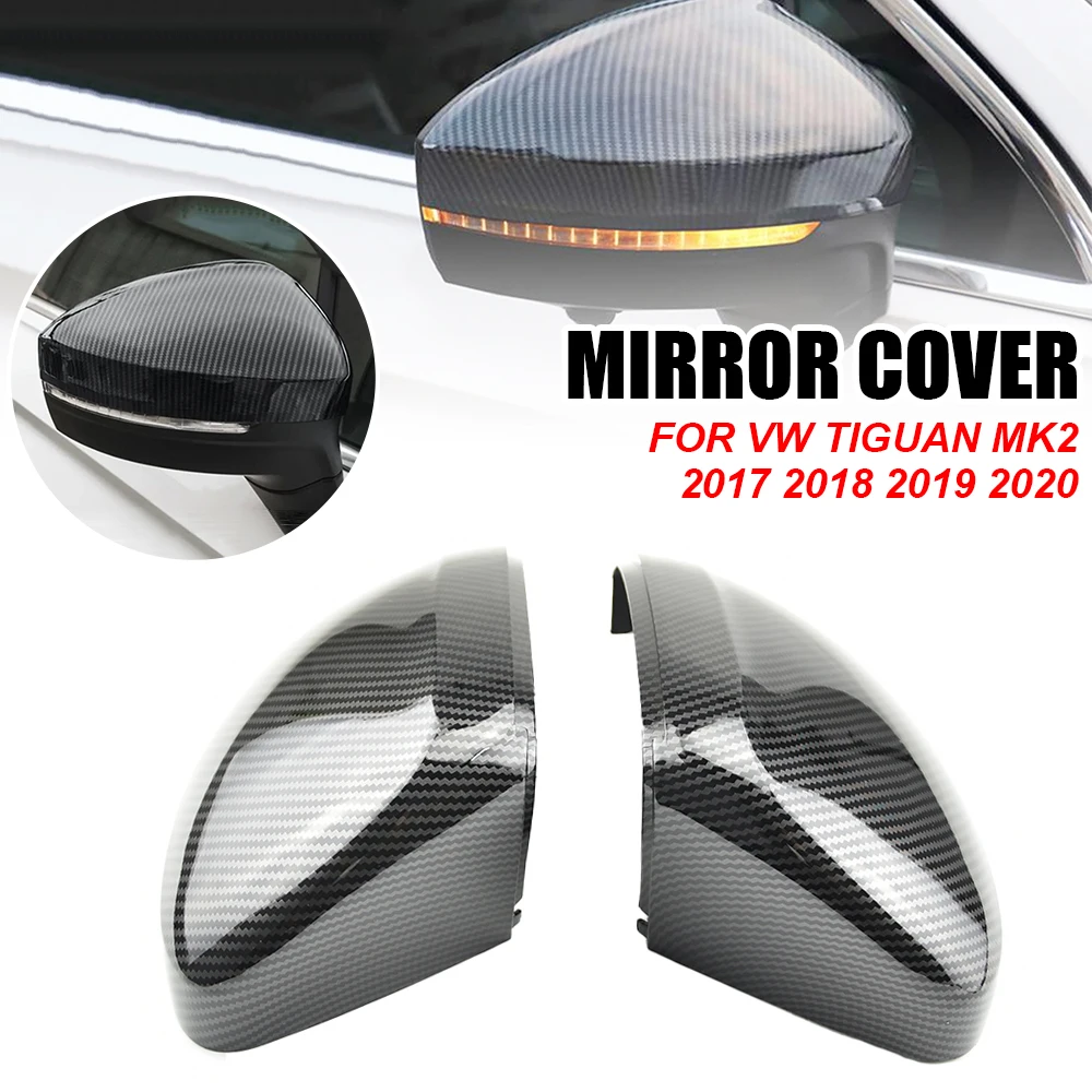 

2pcs Black Side Wing Mirror Caps Cover for VW Tiguan Allspace L MK2 2017 2018 Replacement 2019 2020 (Carbon Look)