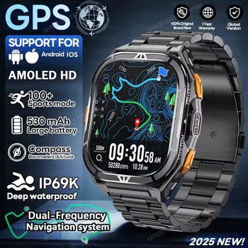 X5 Amoled 5ATM GPS Waterproof SmartWatch Men Built-in Dual-band GNSS Compass Military Sports Tracker Smart Watch Men Women 2025 1