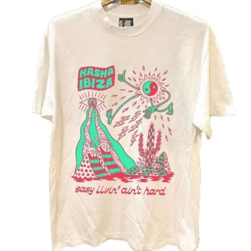 

Summer letters fun graffiti print round neck loose short-sleeved T-shirt