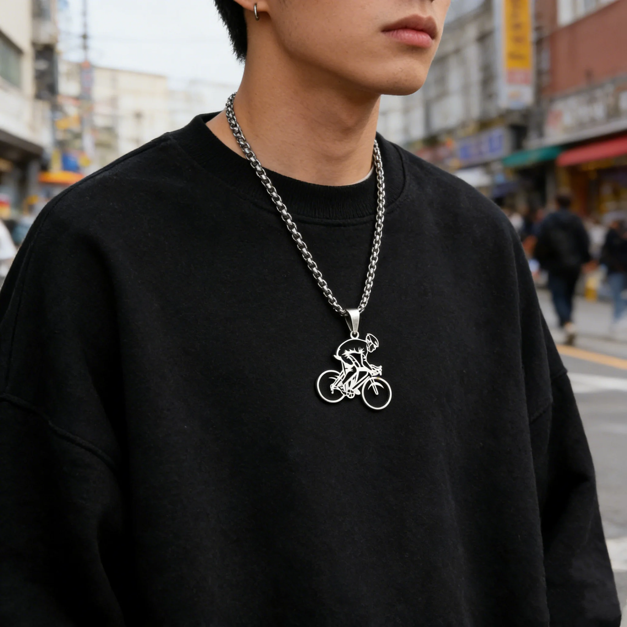 Stainless Steel Silver Necklace for Outdoor Sports Lovers