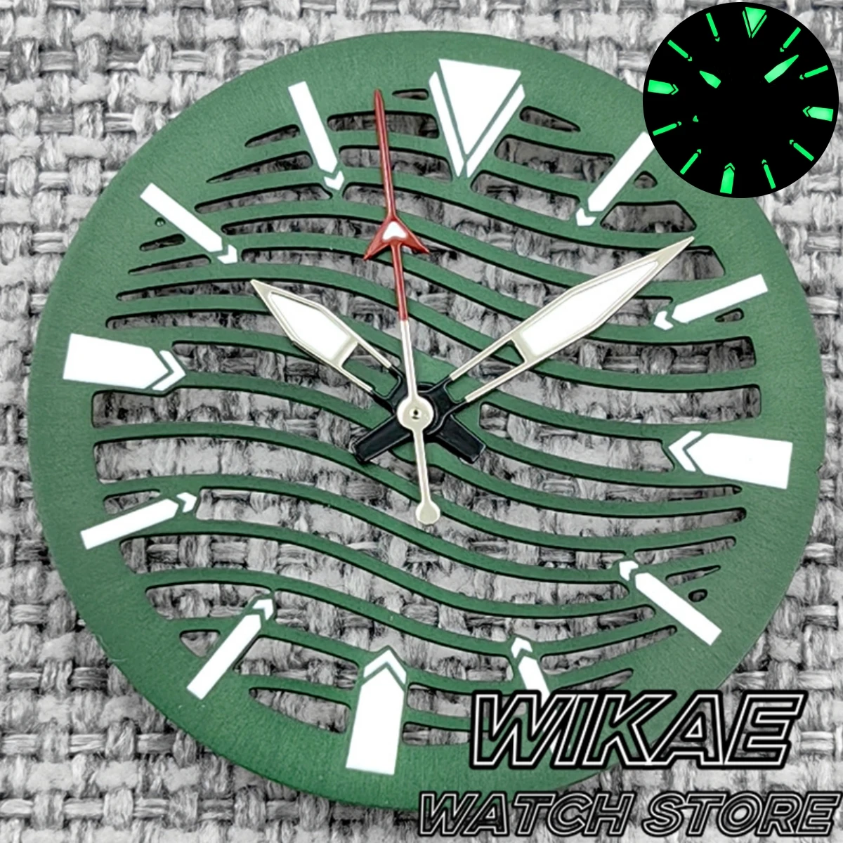 Elegant Multicolor 29mm Skeleton Watch Dial with Silver Hands and Green Luminous Accents