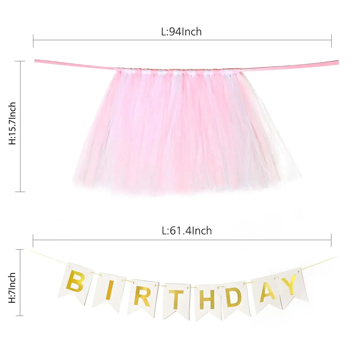 High Chair Tutu Skirt Wedding Event Desk Cover Tulle Chair Skirt Party Supplies for Christmas Halloween Birthday Decoration