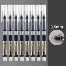 

5pcs Straight Liquid Pen 0.5mm Quick-drying Pen Disposable Pen Large-capacity Full Needle Tube Great Ability To Write Brush