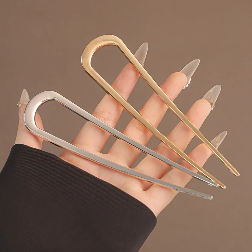 U-Shaped Hair Fork Alloy Long Thick Hair Updo Bun French Hairpin Stick Women Girls Accessories hair accessory hair stick jewelry accessories