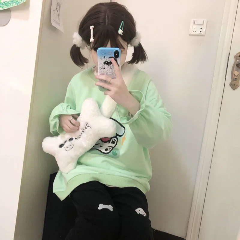 MBTI Cute Pochacco Womens Shoulder Bag Plush Y2k White Soft Fluffy Original Crossbody Bag Cartoon Bone Small Lolita Jk Handbag