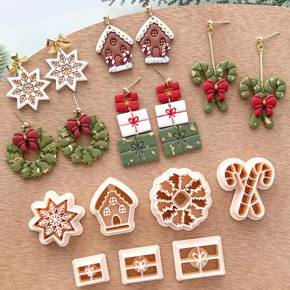 Festive Holiday Clay Cutter Set | Christmas & Winter Designs | Earring Crafting Tools