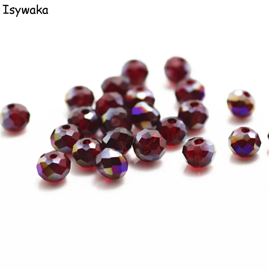 Isywaka Pink Silver Faceted Crystal Glass Spacer Beads for Jewelry Making, 50pcs