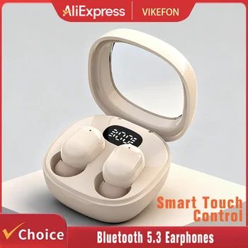 VIKEFON Auricolari Bluetooth 5.3 Mini cuffie TWS Auricolari wireless HIFI Stereo con riduzione del rumore con microfoni
