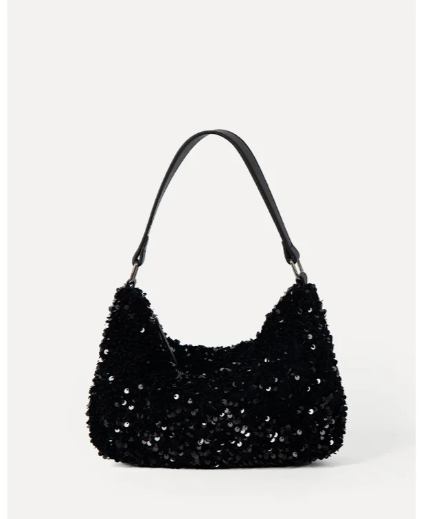 2024 early spring new bag, women's sequin bug glitter, high-end PU single shoulder handbag, underarm bag_voghion.com