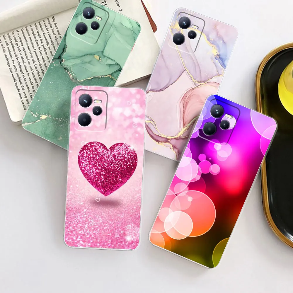 Per Redmi C35 Custodia C35 Marmo Silicone Trasparente Verniciato Morbido Cover Posteriore Trasparente Per Oppo Realme C35 C 35 Fundas Coque Custodie