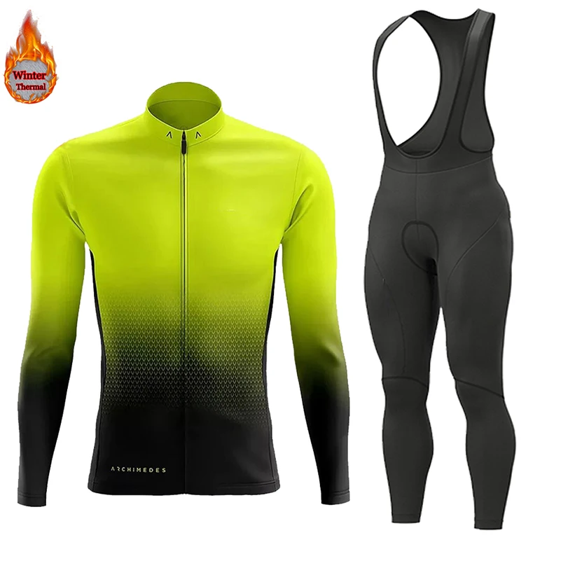 Description Picture 3 of item2024 Men Winter Jacket Racing Cycling Long Sleeves Jersey Set Warm Thermal Fleece Bike Jersey Outdoor Road Bike Cycling Clothing