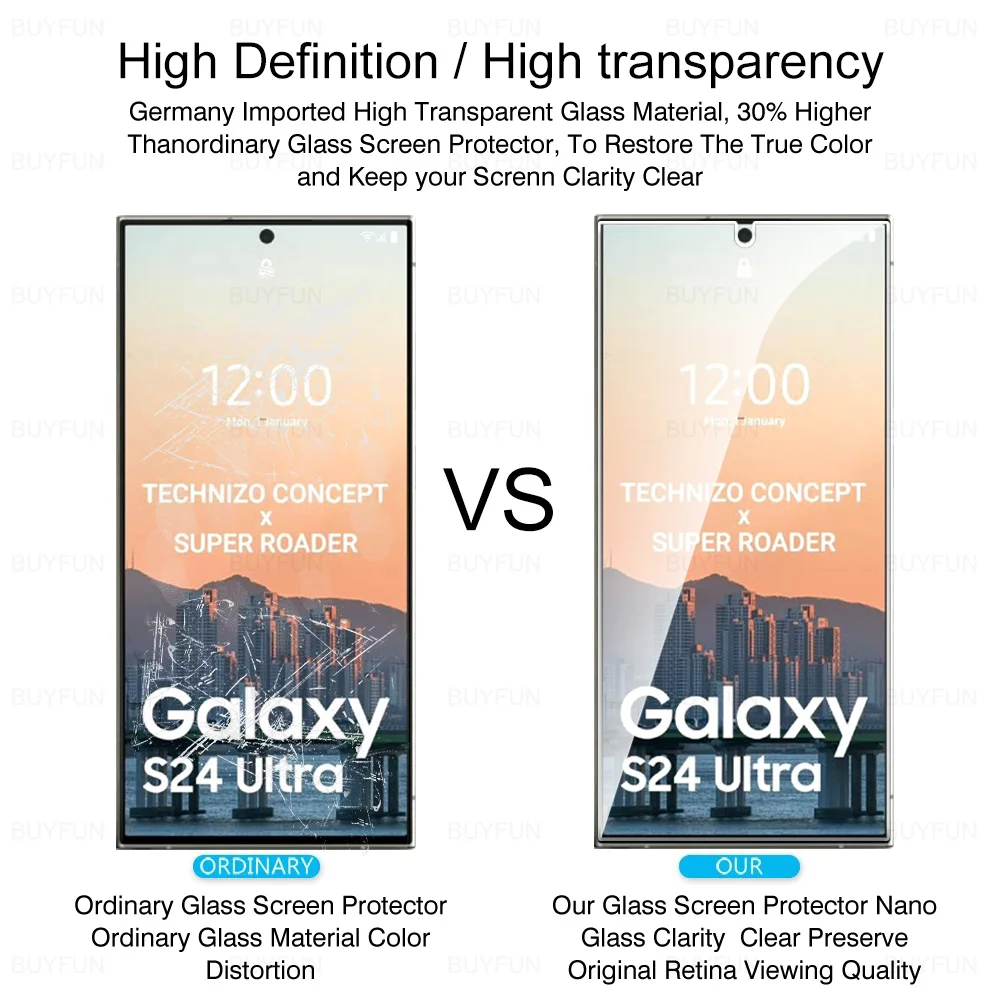 2Pcs 9H Glass For Samsung Galaxy S24 Ultra S23+ 5G Tempered Glass  SamsungS23 Plus S23 FE