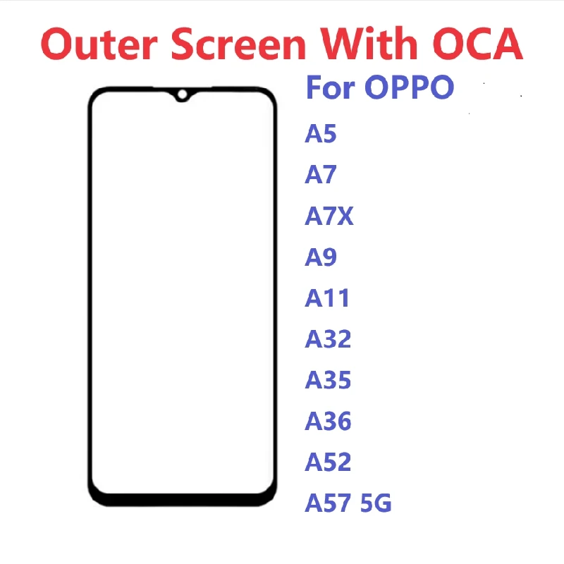Внешний экран для Oppo A5 A7 A7X A9 A11 A32 A35 A36 A52 A57 Передняя Сенсорная панель ЖК-дисплей стеклянная крышка Ремонт Запасные части + OCA