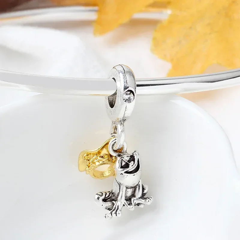 Pandora Disney The Princess and the Frog Tiana Charm for Jewelry Making Anime Frog Prince Pendant DIY Women Bracelet Accessories