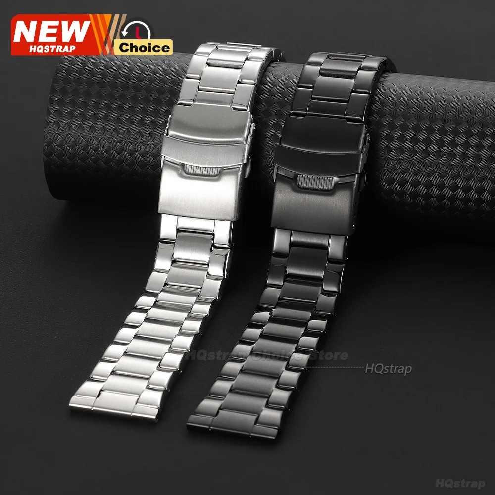 Sleek Stainless Steel Three-Bead Metal Watch Strap