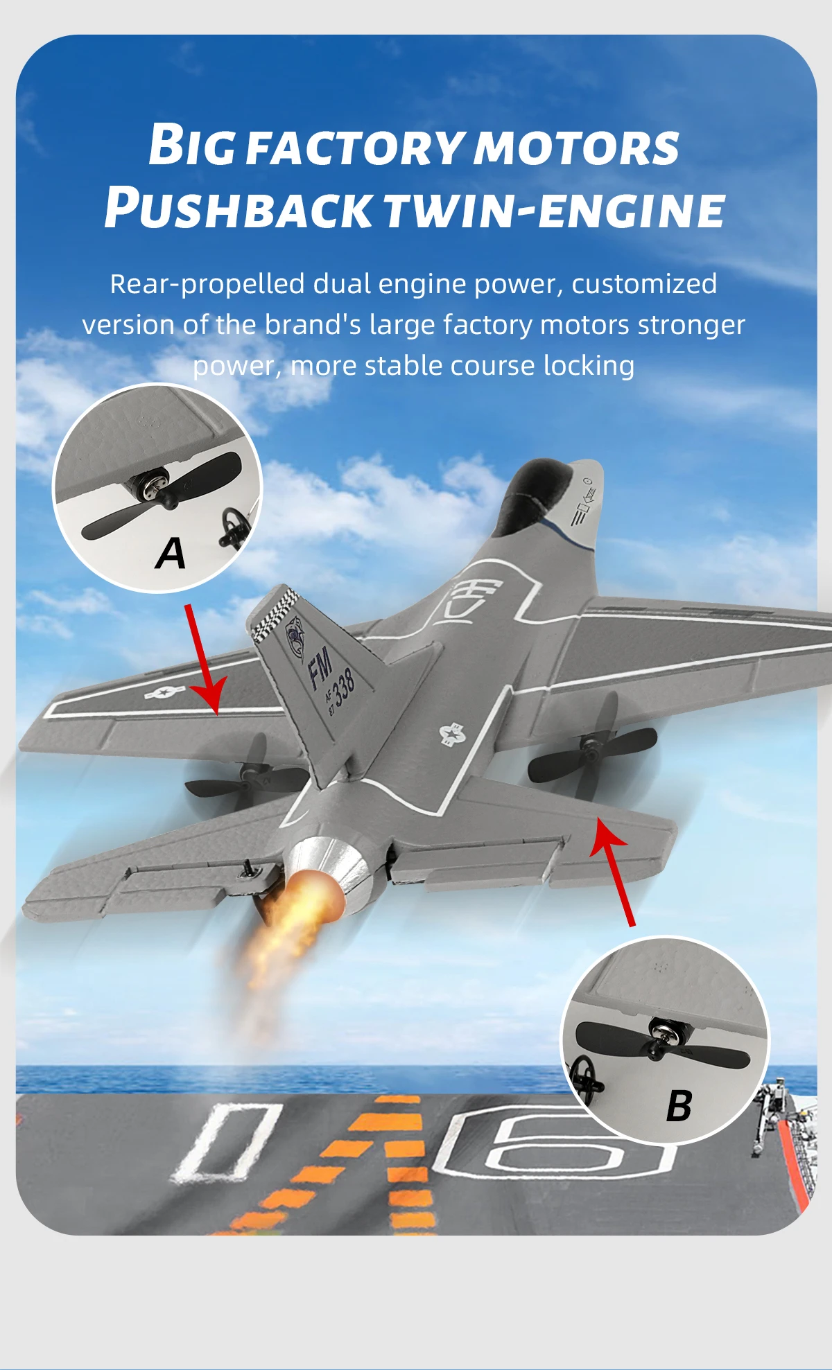 F16 Rc Glider 3ch Airplane With 6-axis Self-stabilization System_voghion.com