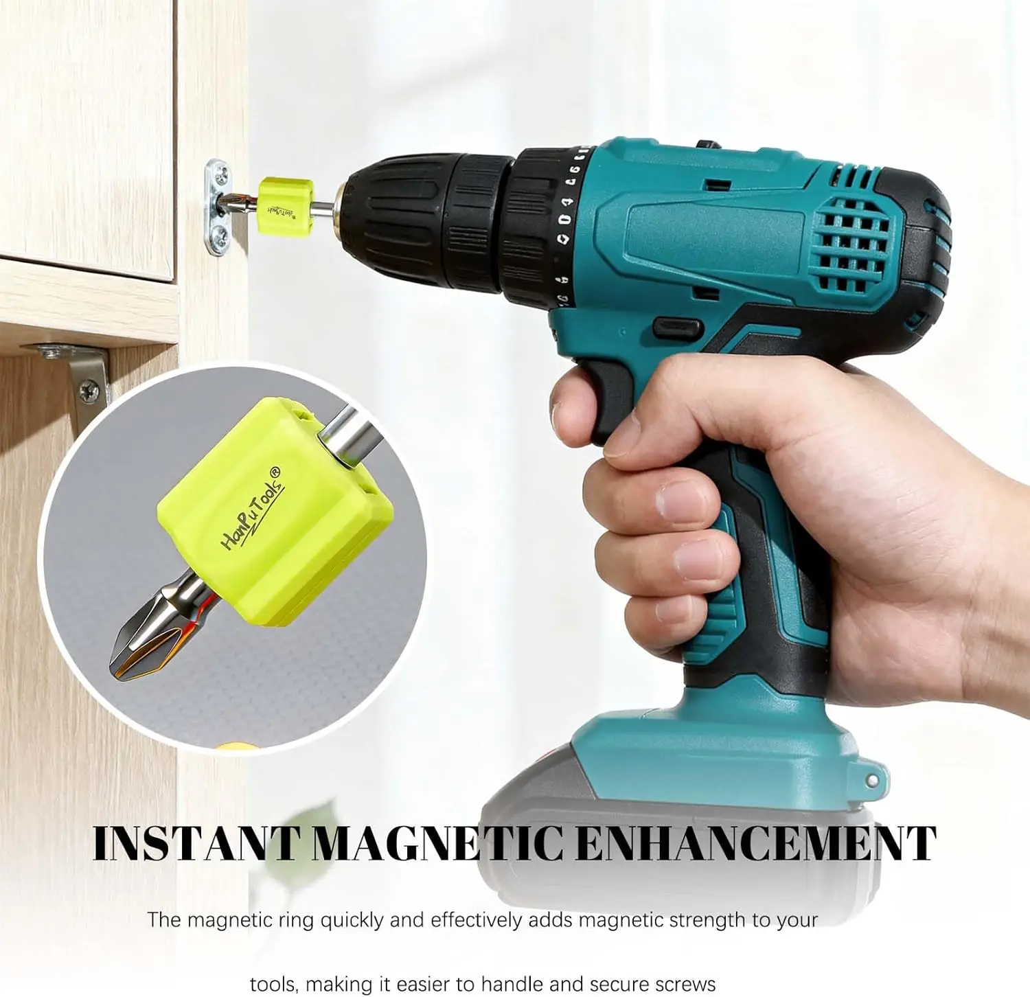 Magnetic Anti-Slip Silicone Screw Ring with Fast-acting Magnetizer/Demagnetizer Function for Screwdrivers and Power Bits