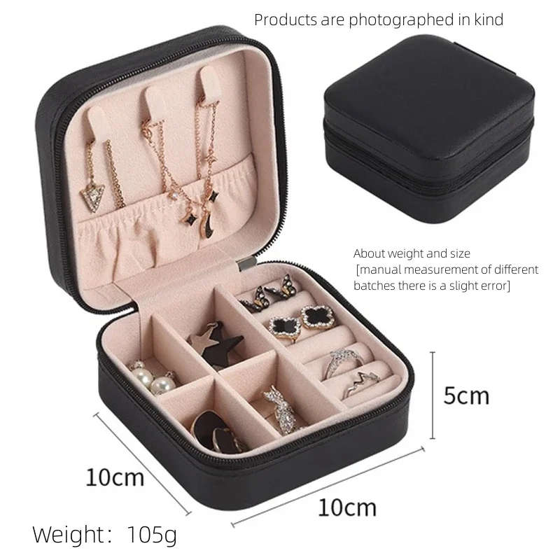 1pcs Single Layer Storage Box Ladies Travel Leather Jewelry Box Classic Black Pure White Fashion Pink Storage Box 6