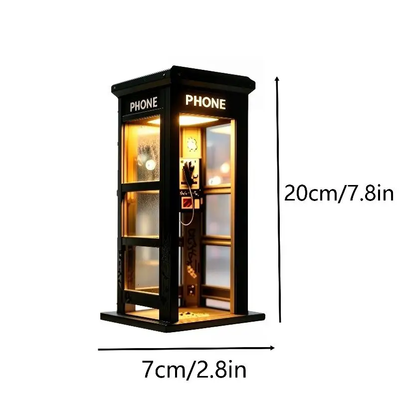 핫세일 레트로 빈티지 키 큰 전화부스 램프 ? 미니 전화부스 분위기 있는 책상 조명, 홈데코, 클래식 디자인