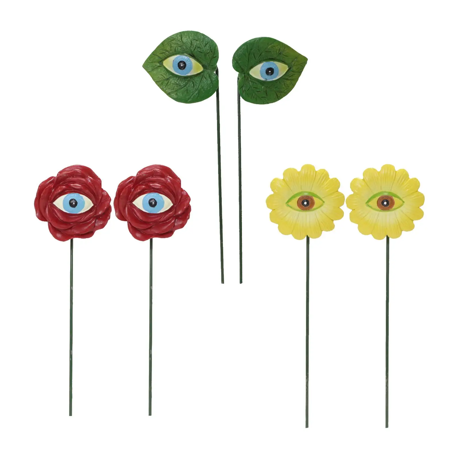 6x Resin Plant Eyes Stakes Set Flower Garden Stakes for Outdoor Indoor Lawn