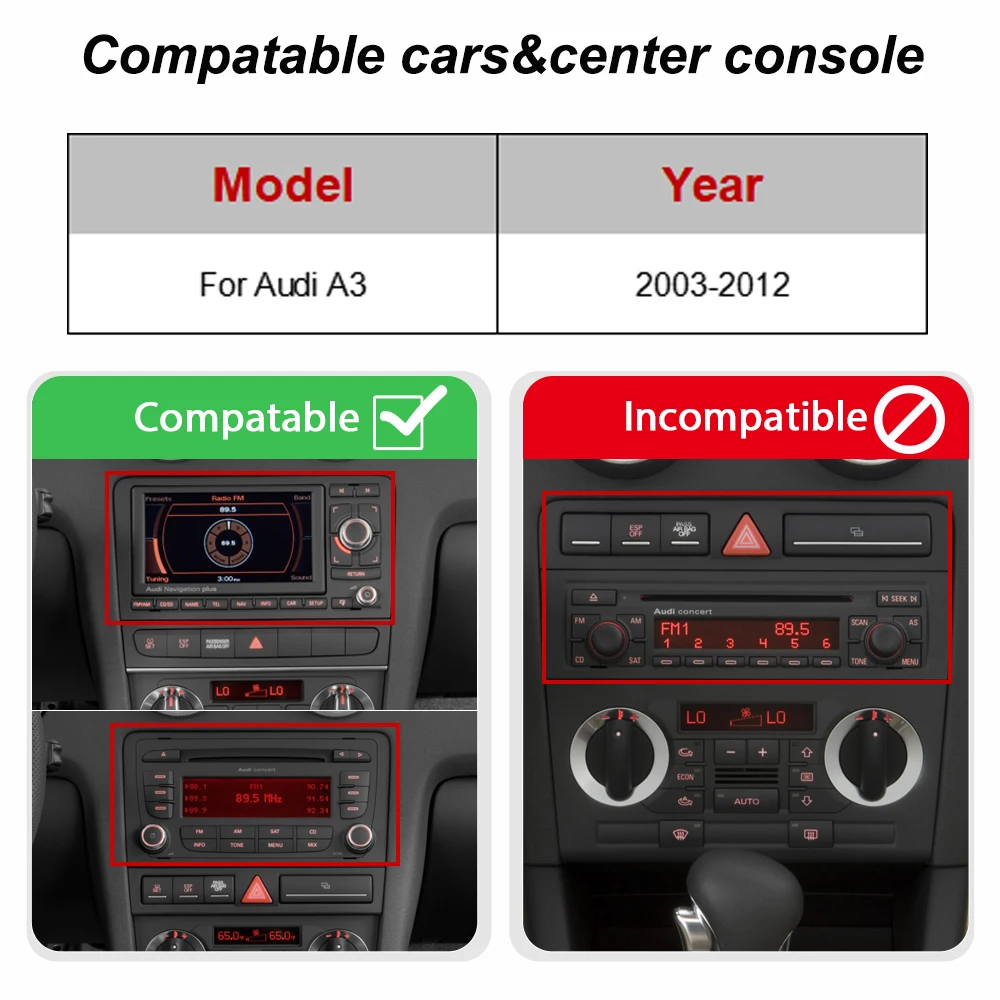Radio para coche inalámbrico de 7 pulgadas con Carplay, Android Auto, Linux, para Audi A3 8P 2003-2012, reproductor multimedia de vídeo, pantalla táctil con YouTube en línea, Airplay, Autolink, Mirror Link, WiFi, Bluetooth, navegación GPS 3