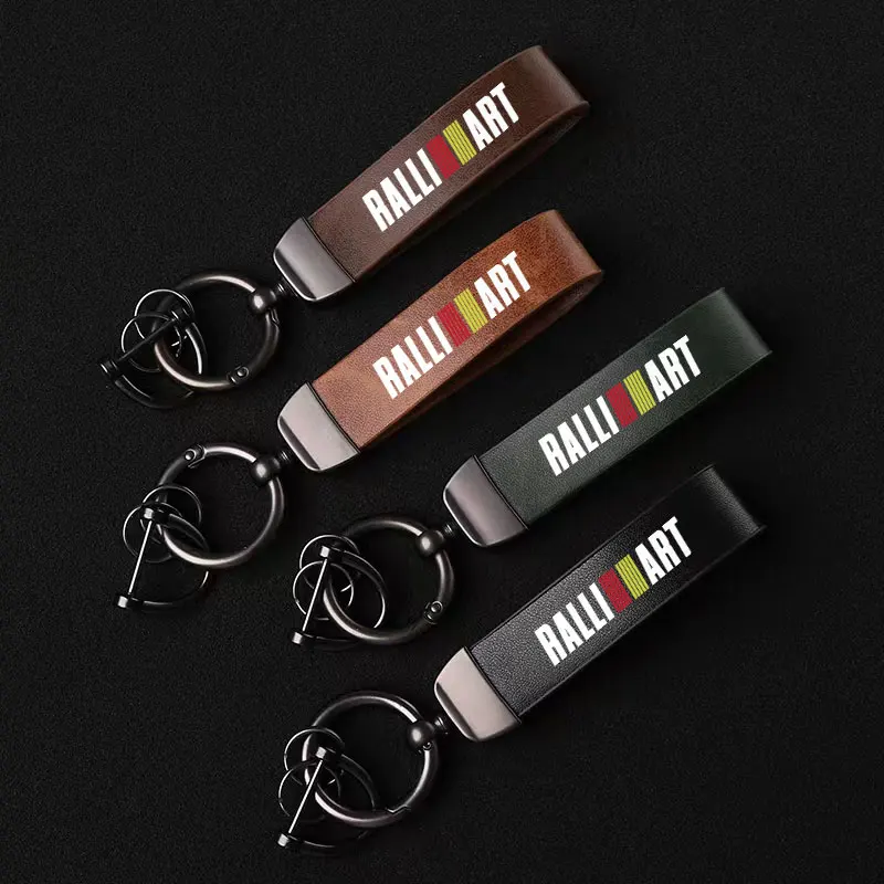 

Fashion Leather Keychain Business Gift Key Strap Men Women Car Logo Custom Keyring For Mitsubishi Ralliart 2010 2022 Lancer Car