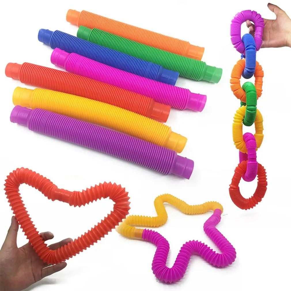 

Colorful Fidget Tube Toys for Children Sensory Stress Relief Toys Educational Funny Antistress Folding Plastic Tube Coil Toy