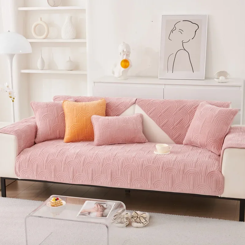Thickeing Plush Arched Shape Pattern Sofa Cushion New Soft Sofa Cover Sofas Cover Universal Anti-slip Solid Color Couch Cushion 6
